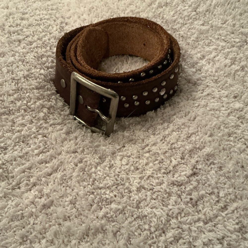 American Eagle Outfitters Dark Brown Belt with Silver Accents
